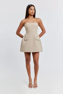 Odd Muse The Ultimate Muse Strapless Mini Dress Taupe Size L / AU 12 for rent on The Volte - image 1