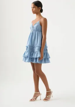 Aje Talia Flounce Mini Dress Steel Blue Size 10  for rent on The Volte - image 2