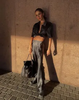 Silk Laundry Shirt and Bias Cut Pants Set Smoke Size M/Au 10  for rent on The Volte - image 1