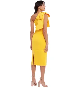 Rebecca Vallance Calla One Shoulder Dress Yellow Size 6  for rent on The Volte - image 2