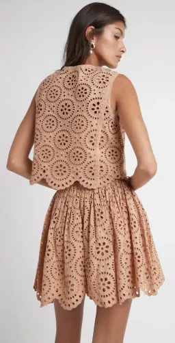 Aje Salita Broderie Mini Skirt Bleachcoast Beige Size 8 for rent on The Volte - image 2