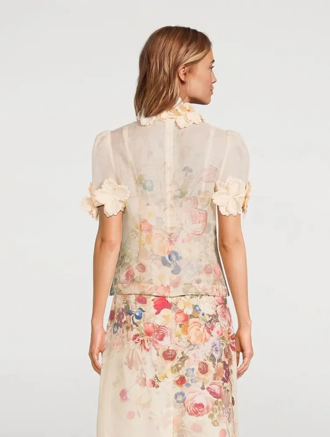 Zimmermann Luminosity Liftoff Flower Top & Midi Skirt Set Morisot Cream Print Size 1 / AU 10 for rent on The Volte - main image