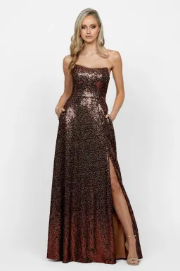  Bariano Miya Strapless Flowy A-line Dress Chocolate Size 10 for rent on The Volte - image 2