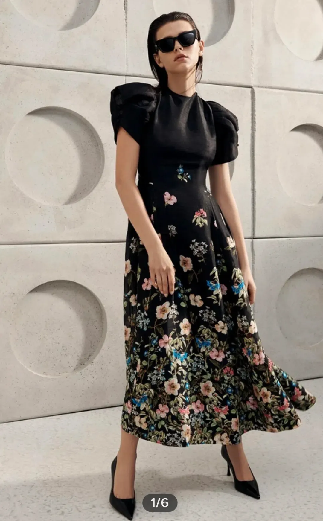 Limited Edition - Black Floral Maxi Dress Size 8 for rent on The Volte - main image