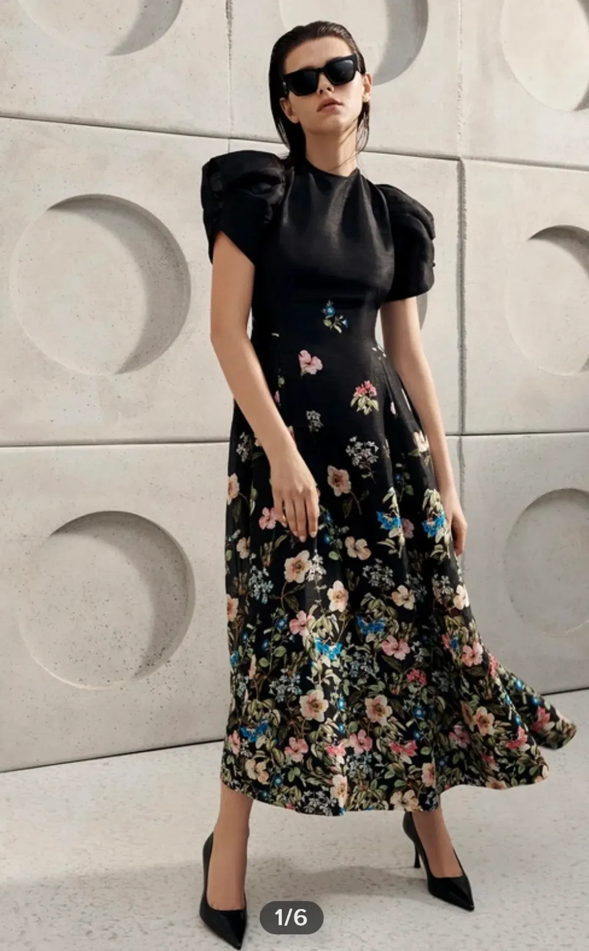 Limited Edition - Black Floral Maxi Dress Size 8 for rent on The Volte - main image