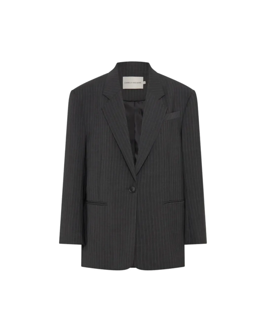 Camilla and Marc Brancusi Blazer and Mini Skirt Set Charcoal Pinstripe Size AU 10 for rent on The Volte - main image