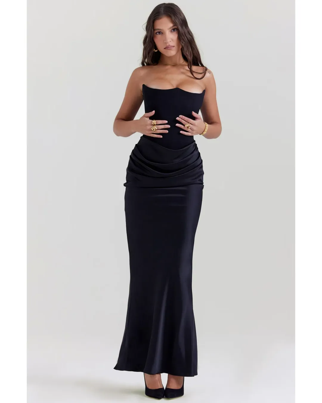 House of CB Persephone Strapless Corset Dress Black Size Small / AU 8 for rent on The Volte - main image