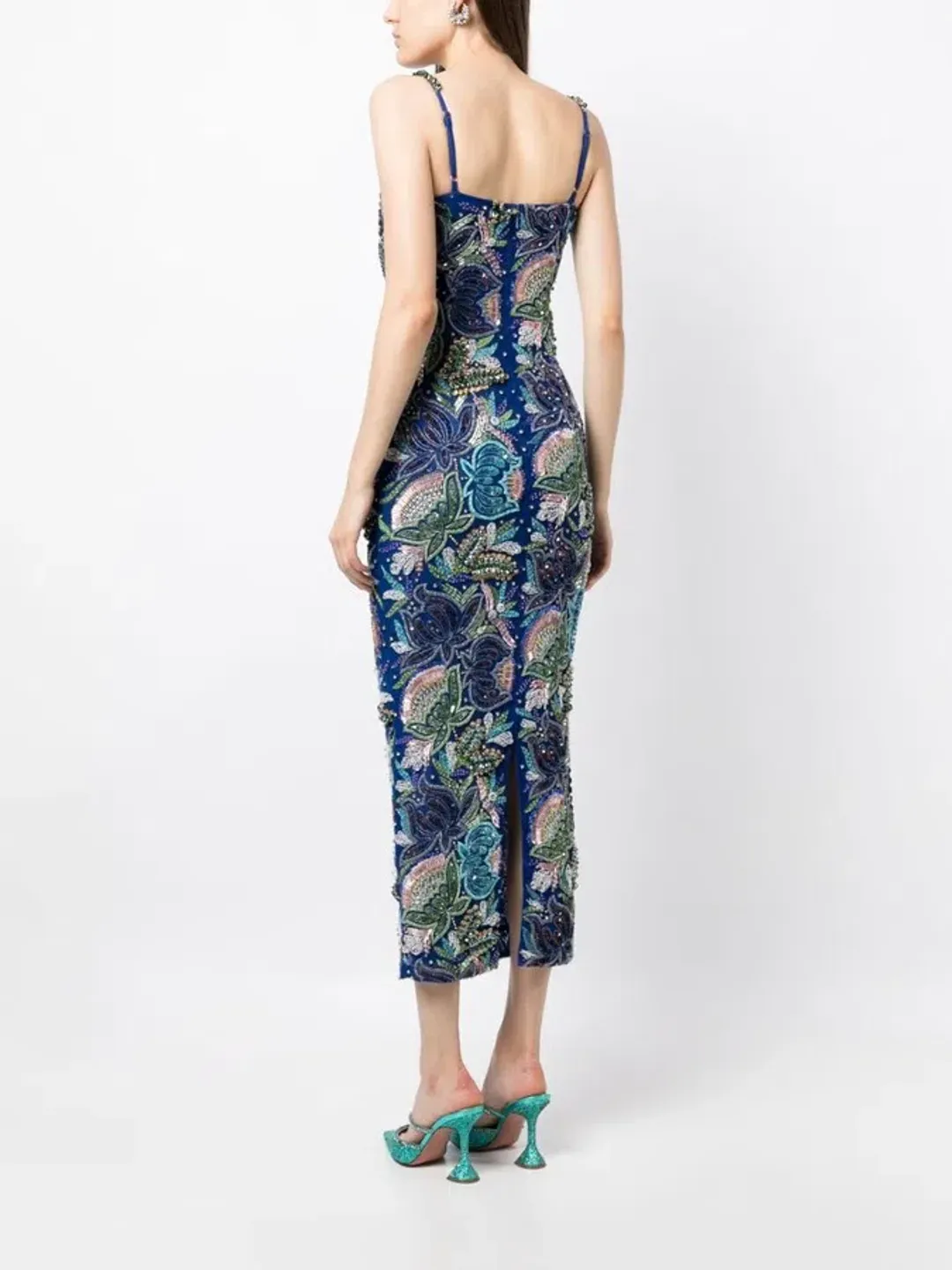 Rachel Gilbert Piper Beaded Midi Dress Ocean Blue Size AU 8 for rent on The Volte - main image