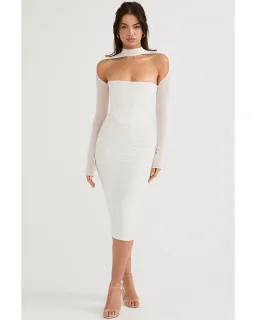 House of CB Milarose Midi Dress White Size AU 8 for rent on The Volte - image 1