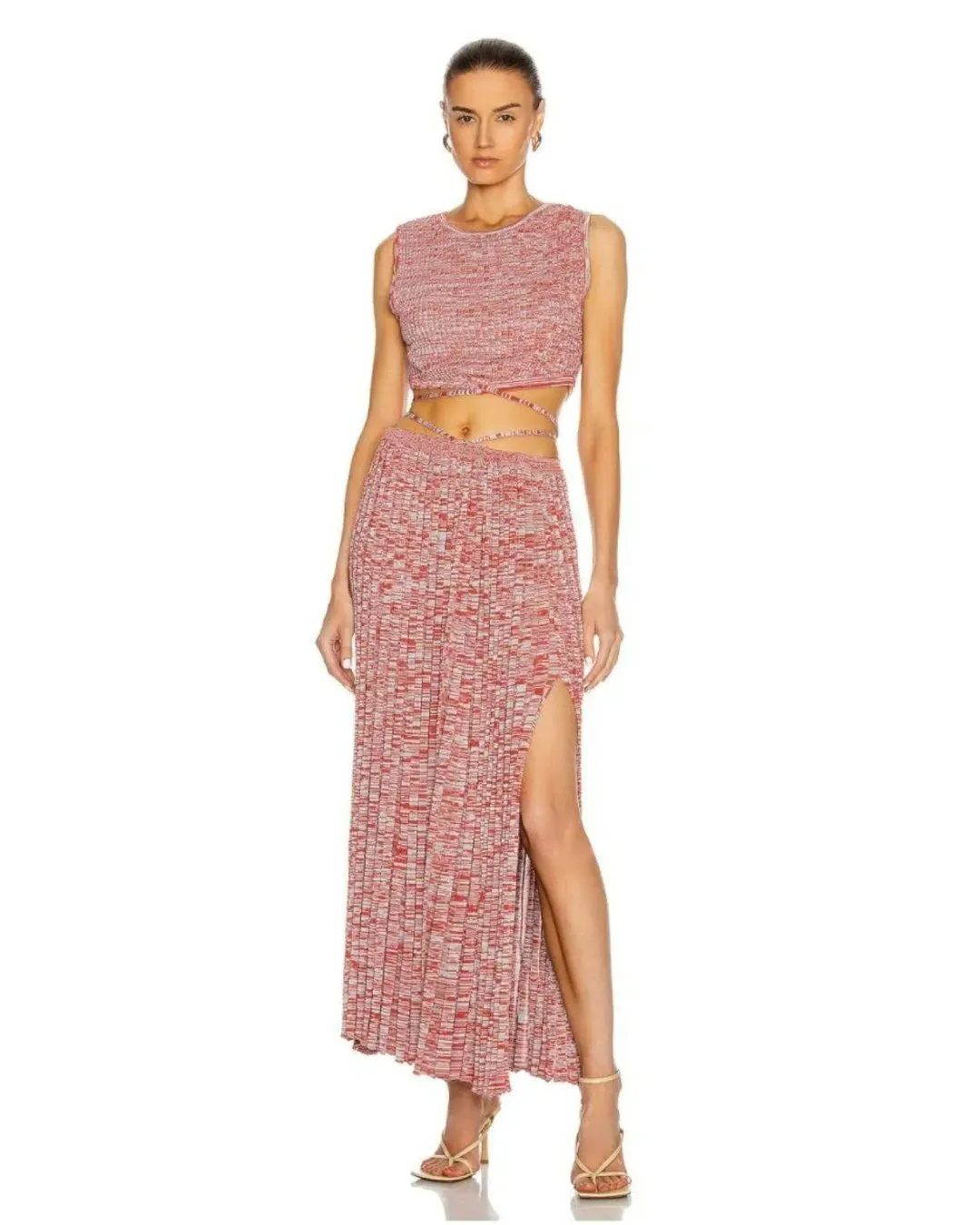 Christopher Esber Pleated Knit Set in Red Size XS / AU 6 for rent on The Volte - main image