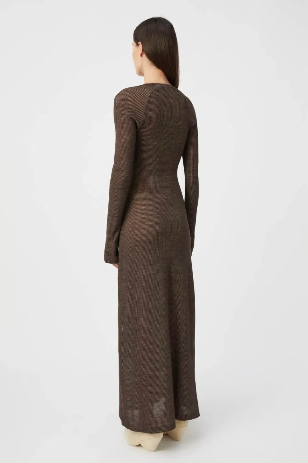 Camilla and Marc Valle Wool Maxi Dress Chocolate Brown Size 10 for rent on The Volte - main image