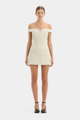 Sir the Label Sandrine Off Shoulder Mini Dress Ecru Size 1/Au 8 for rent on The Volte - image 1