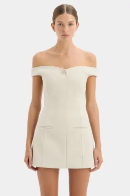 Sir the Label Sandrine Off Shoulder Mini Dress Ecru Size 1/Au 8 for rent on The Volte - image 3