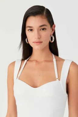 Misha Lowen Crepe Mini Dress Ivory Size 10/M for rent on The Volte - image 2