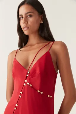 Aje Riddle Button Down Maxi Dress Red Size 12 for rent on The Volte - image 2