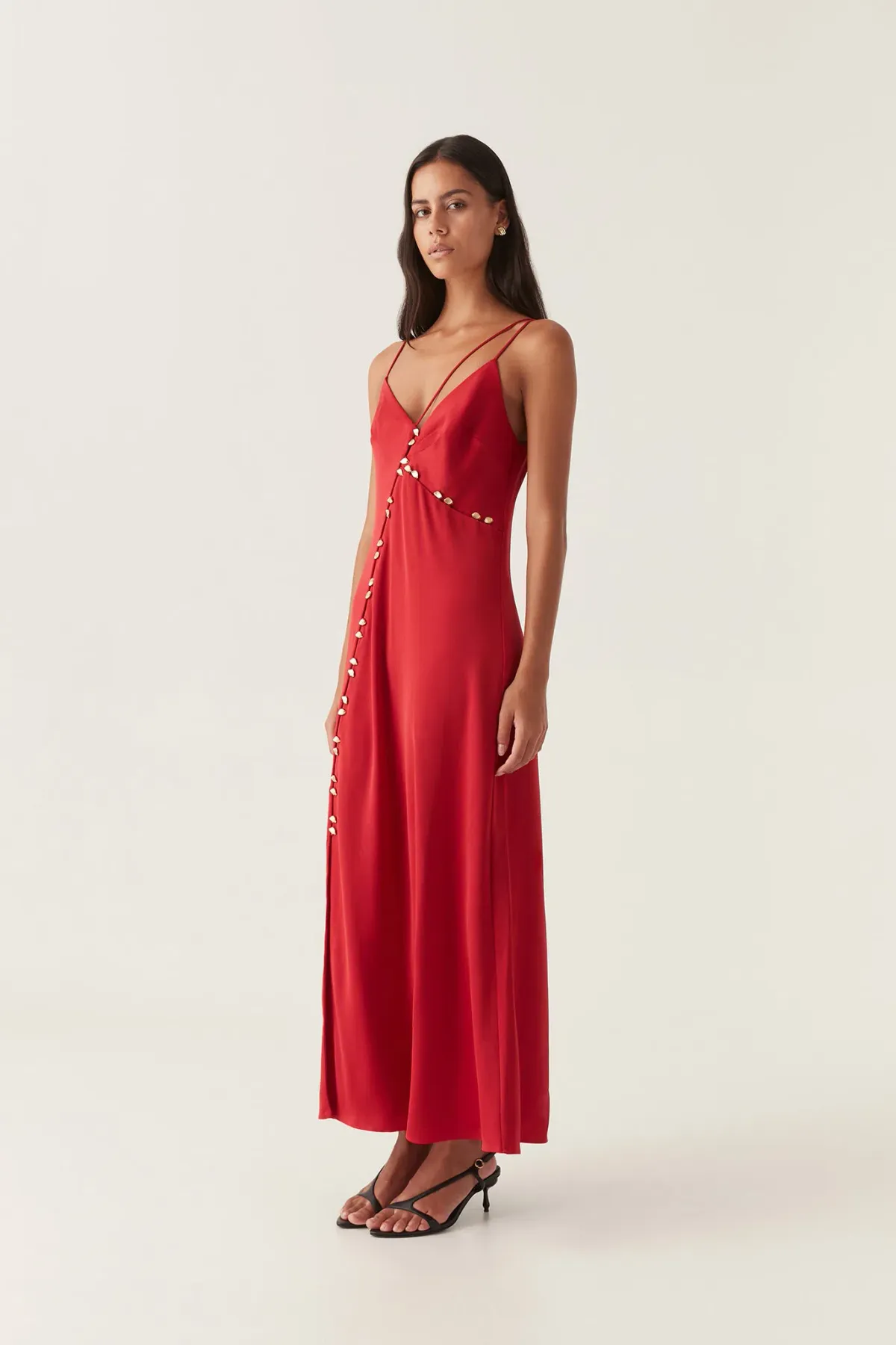 Aje Riddle Button Down Maxi Dress Red Size 12 for rent on The Volte - main image