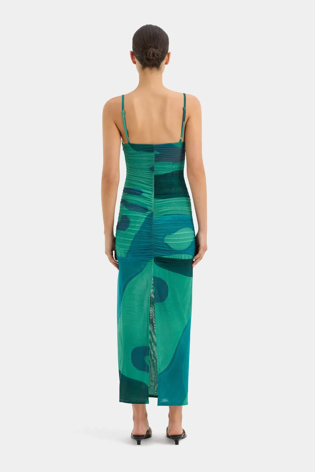 Sir the Label Frankie Gathered Midi Dress Blue/Green Size 0 (AU 6) for rent on The Volte - main image