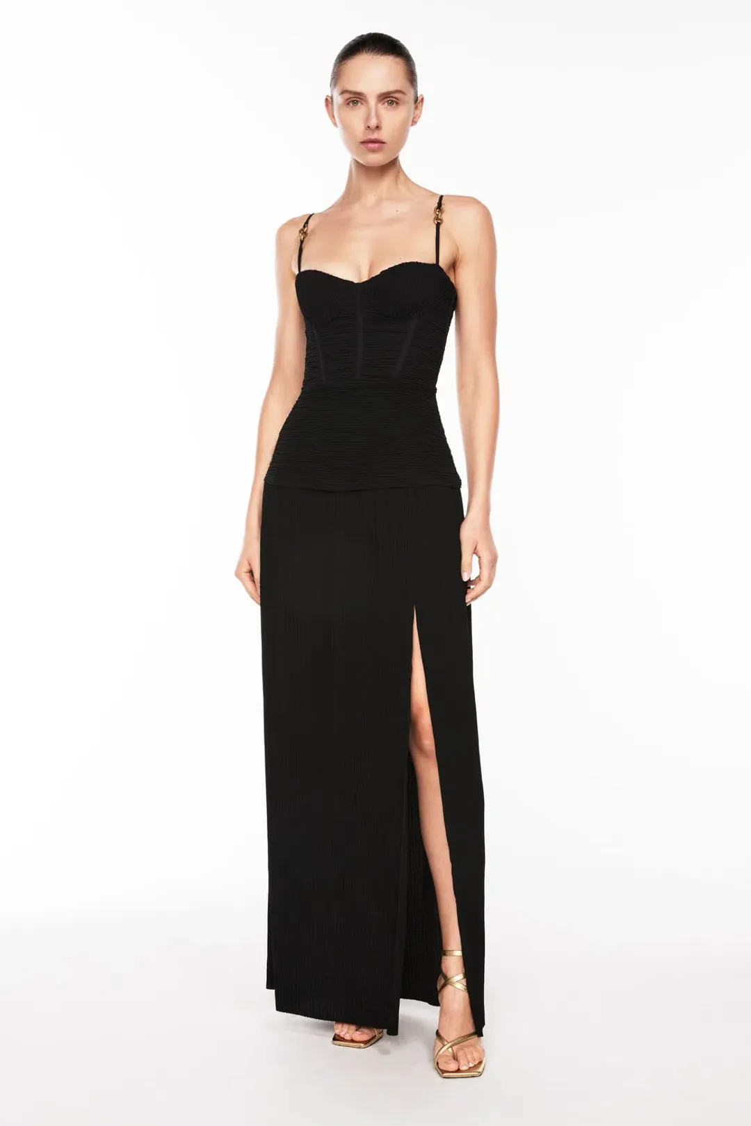 Manning Cartell Double Time Pleat Dress Black Altered Size 10 for rent on The Volte - main image