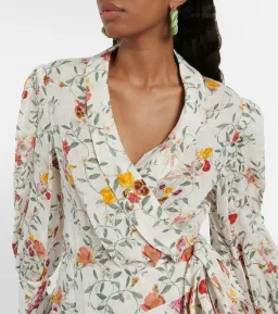 Zimmerman Pleated Linen Mini Wrap Dress Floral Print Size 1 / AU 10 for rent on The Volte - image 2