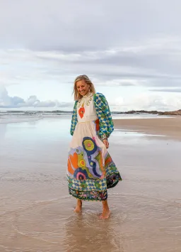 Alemais Lou Balloon Sleeve Midi Dress Multi Size AU 14 for rent on The Volte - image 3