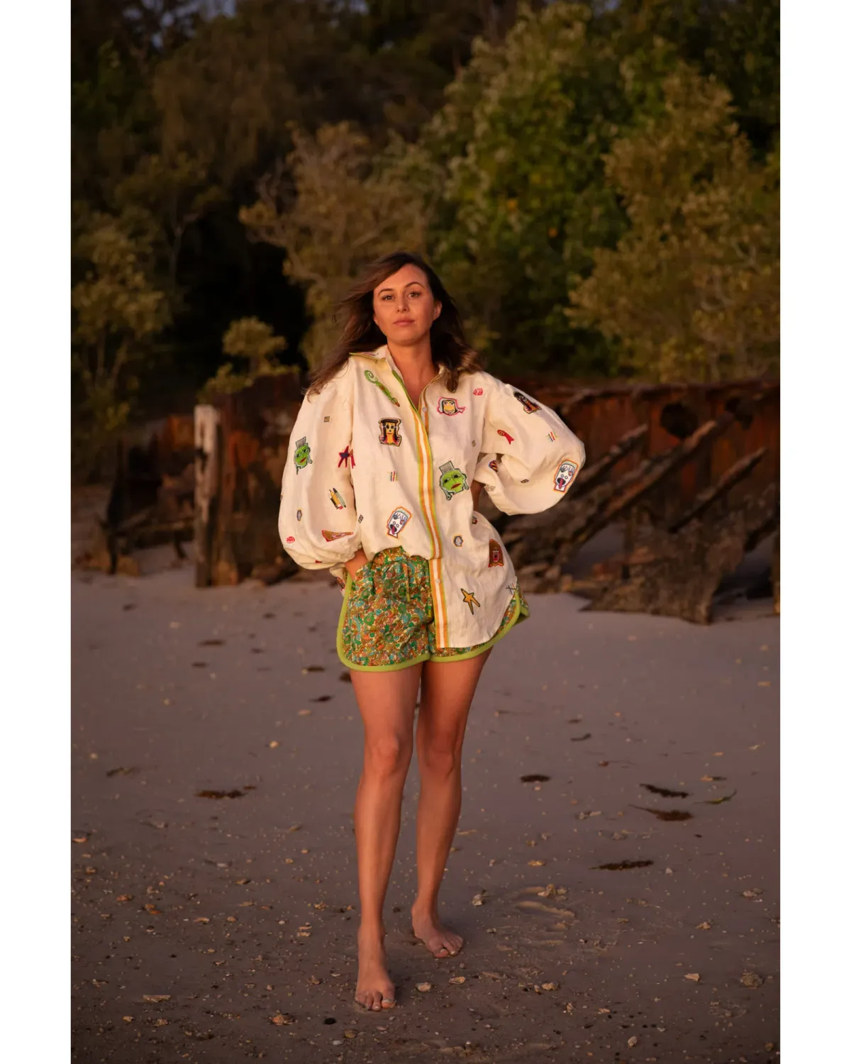 Alemais Checkers Shirt and Harmonia Quilted Shorts Set Print Size AU 16 for rent on The Volte - main image