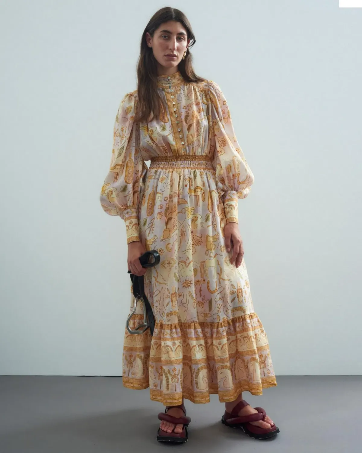 Alemais Solitaire Midi Dress in Watercolour Size AU 12 for rent on The Volte - main image