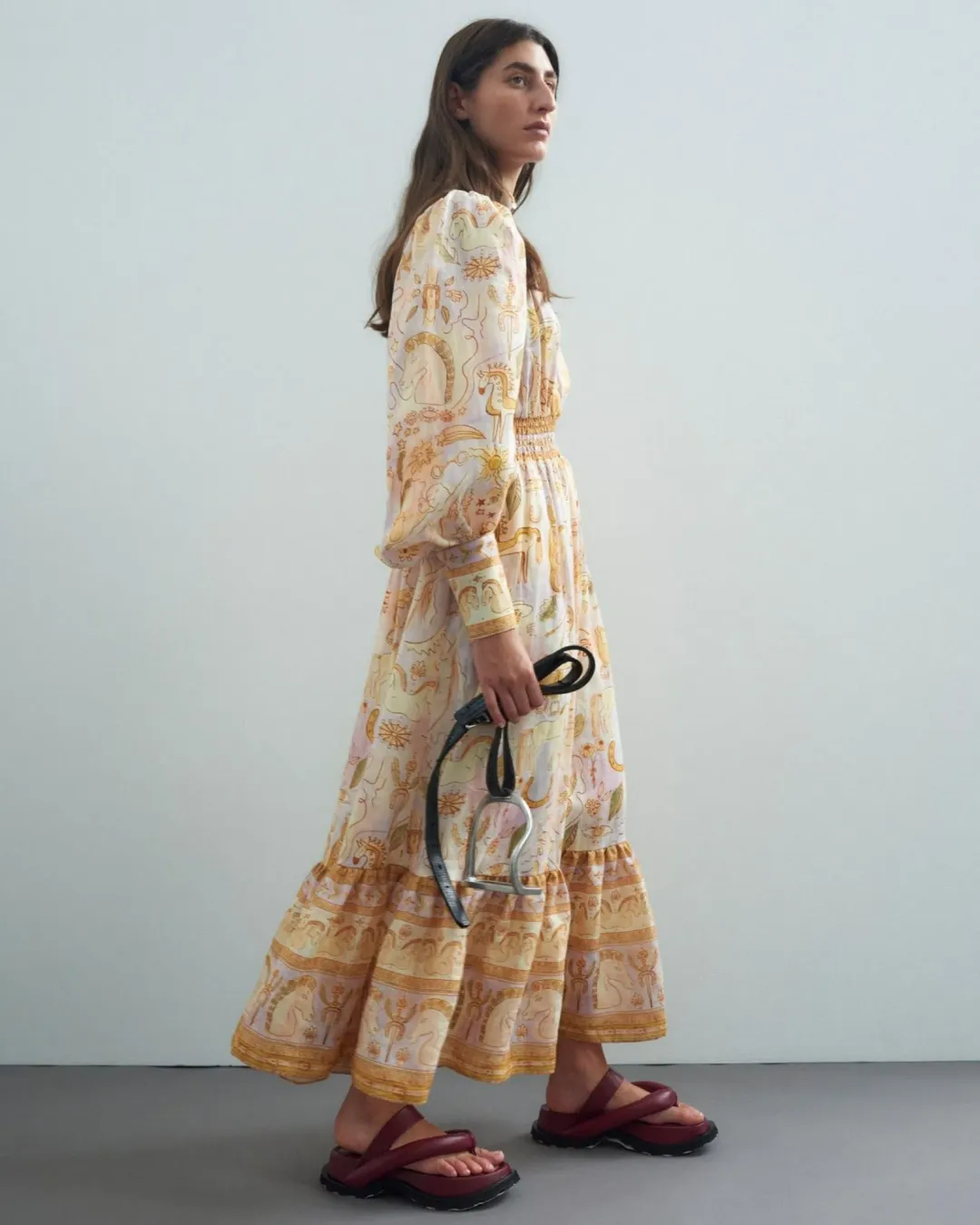 Alemais Solitaire Midi Dress in Watercolour Size AU 12 for rent on The Volte - main image