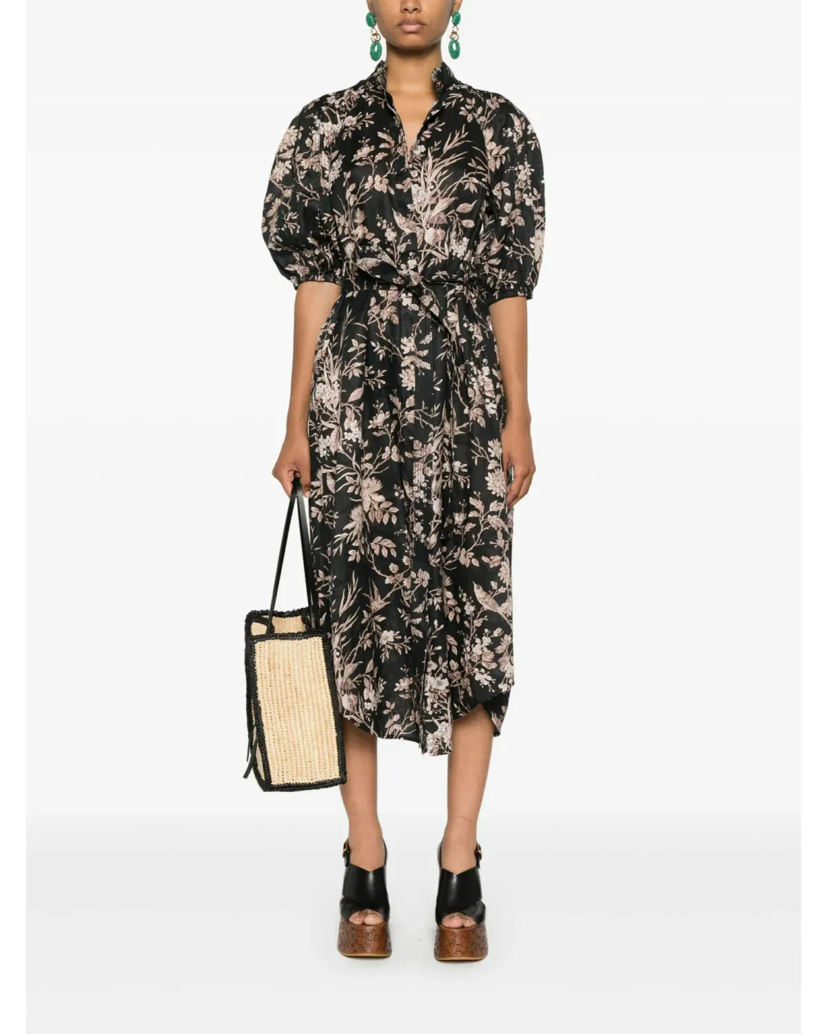 Zimmermann Kaftan Midi Dress Black Mockingbird Size 14 for rent on The Volte - main image