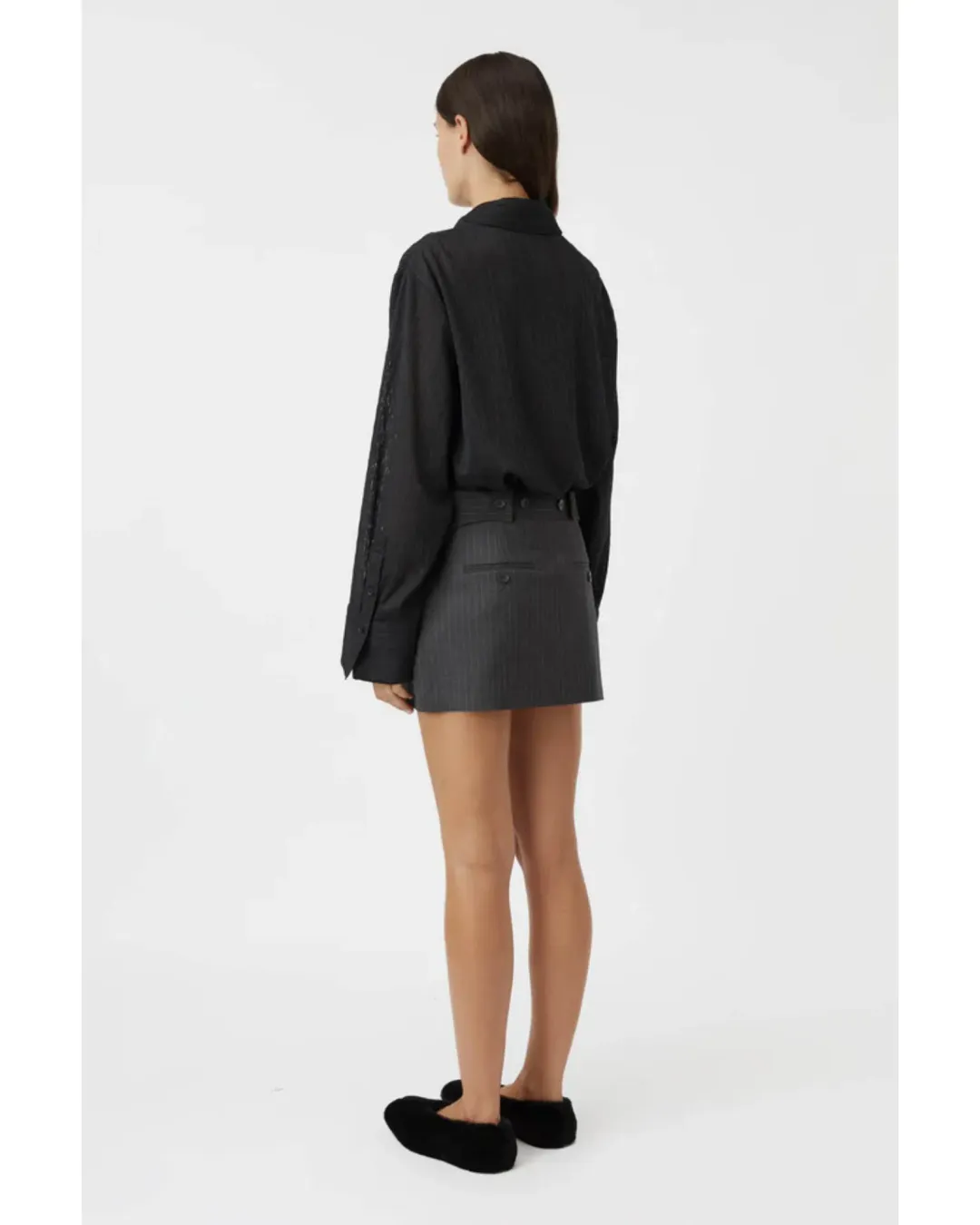 Camilla and Marc Brancusi Blazer and Mini Skirt Set in Charcoal Pinstripe Size AU 6 for rent on The Volte - main image