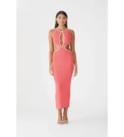 San Sloane Adrian Rib Dress Coral/Pink Size 6 for rent on The Volte - image 1