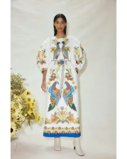 Alemais Effie Puff Sleeve Midi Dress Multi Size AU 12 for rent on The Volte - image 1