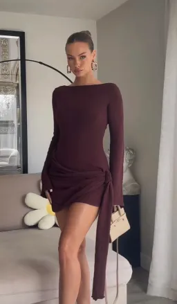 Meshki Liana Long Sleeve Knit Mini Plum Size 8 for rent on The Volte - image 1