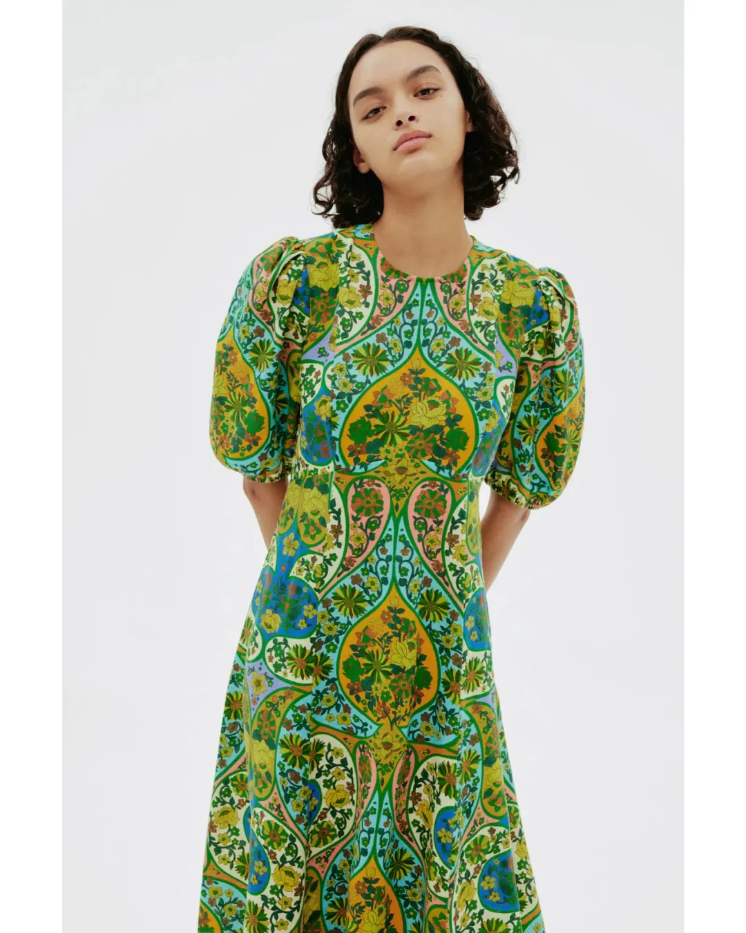 Alemais Sofie Puff Sleeve Midi Dress Multi Size AU 16 for rent on The Volte - main image
