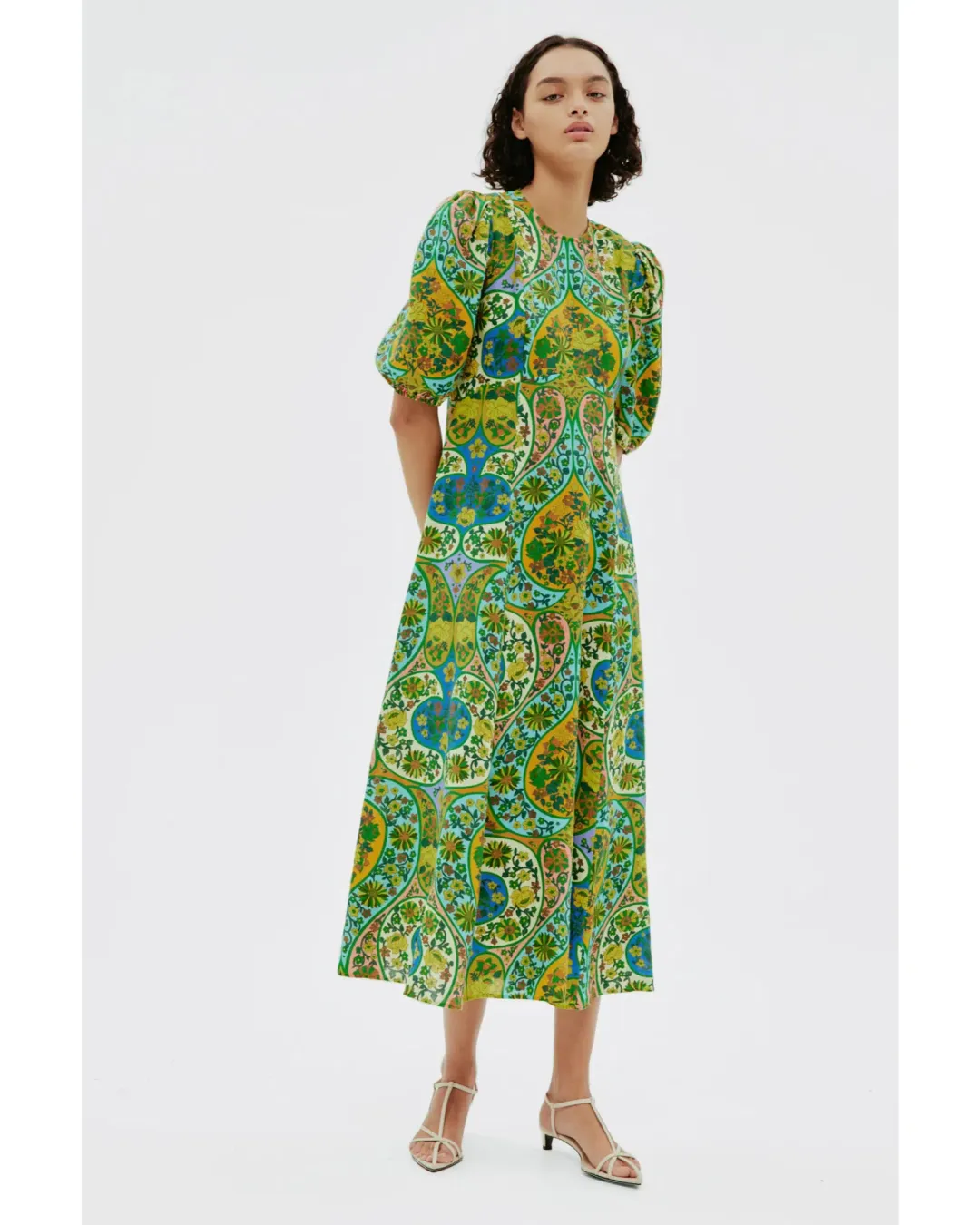 Alemais Sofie Puff Sleeve Midi Dress Multi Size AU 16 for rent on The Volte - main image