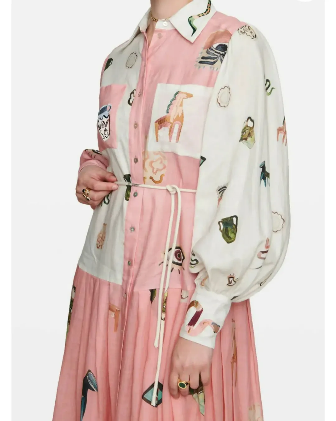 Alemais Cleo Shirtdress Pink Print Size AU 12 for rent on The Volte - main image