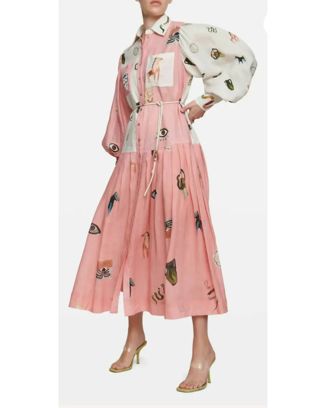 Alemais Cleo Shirtdress Pink Print Size AU 12 for rent on The Volte - main image