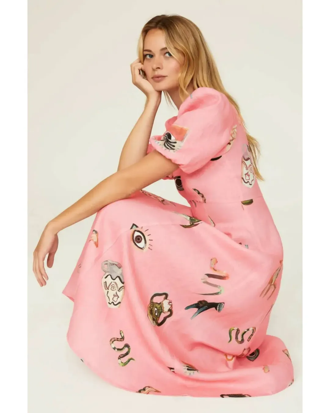 Alemais Cleo Midi Dress Pink Size AU 14 for rent on The Volte - main image