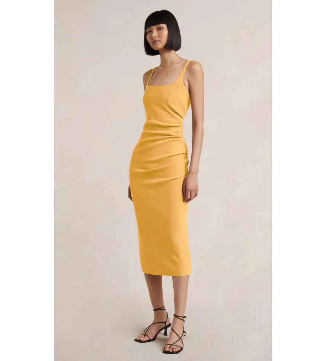 Bec & Bridge Karina Tuck Midi Dress Mango Size 10 for rent on The Volte - main image