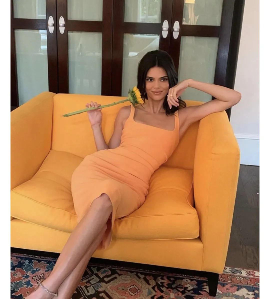 Bec & Bridge Karina Tuck Midi Dress Mango Size 10 for rent on The Volte - main image