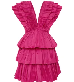 Aje Rhythmic Frilled Mini Dress Fuchsia Size 10 for rent on The Volte - image 6