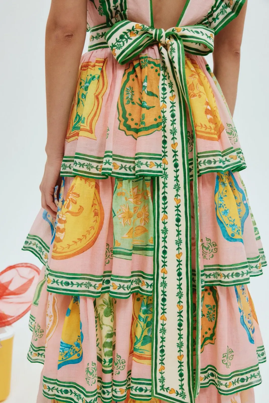 Alemais Porcelain Frill Midi Dress Multi Print Size 16 for rent on The Volte - main image