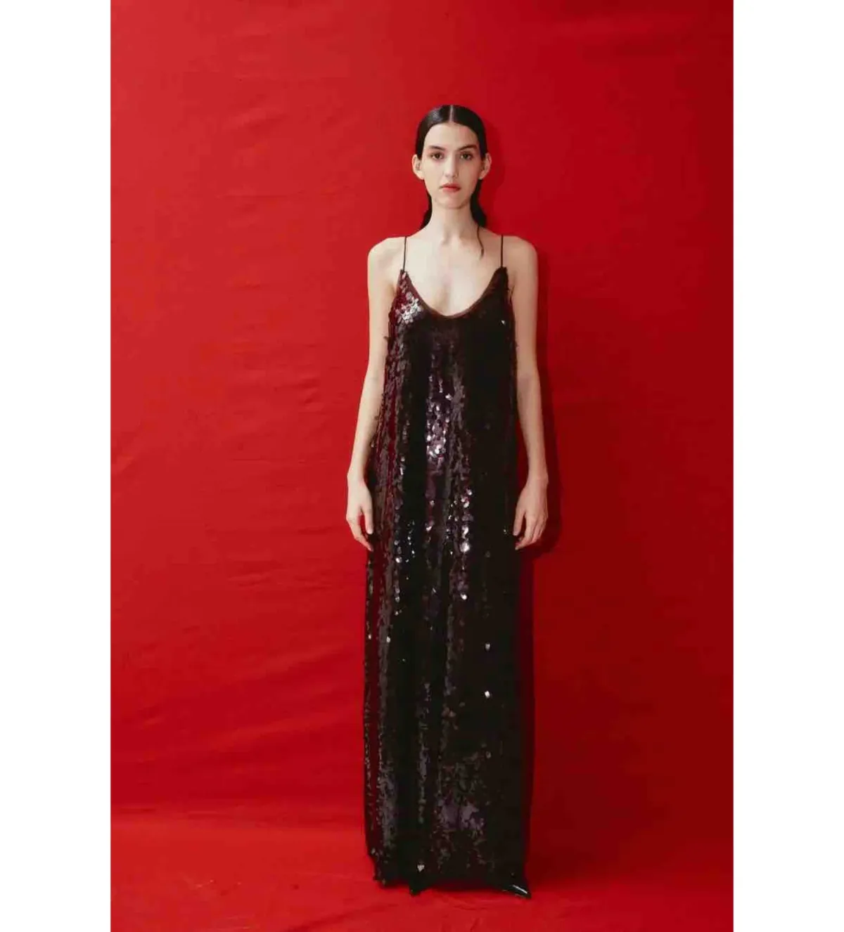 Alemais Geanie Sequin Gown In Chocolate Size 14  for rent on The Volte - main image