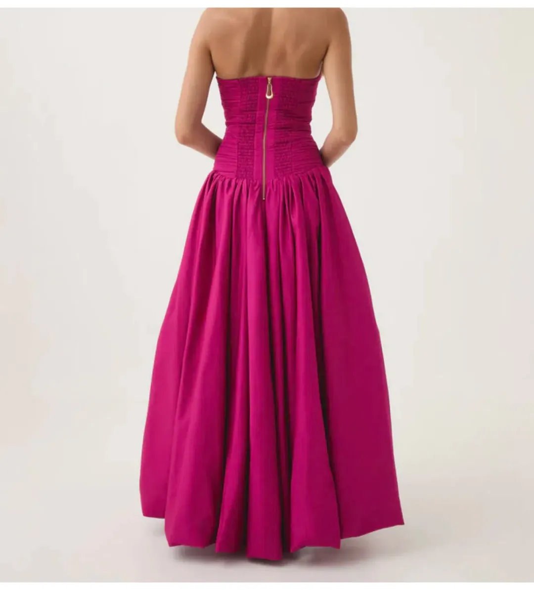 Aje Violette Bubble Hem Maxi Dress Deep Magenta Size 10 for rent on The Volte - main image