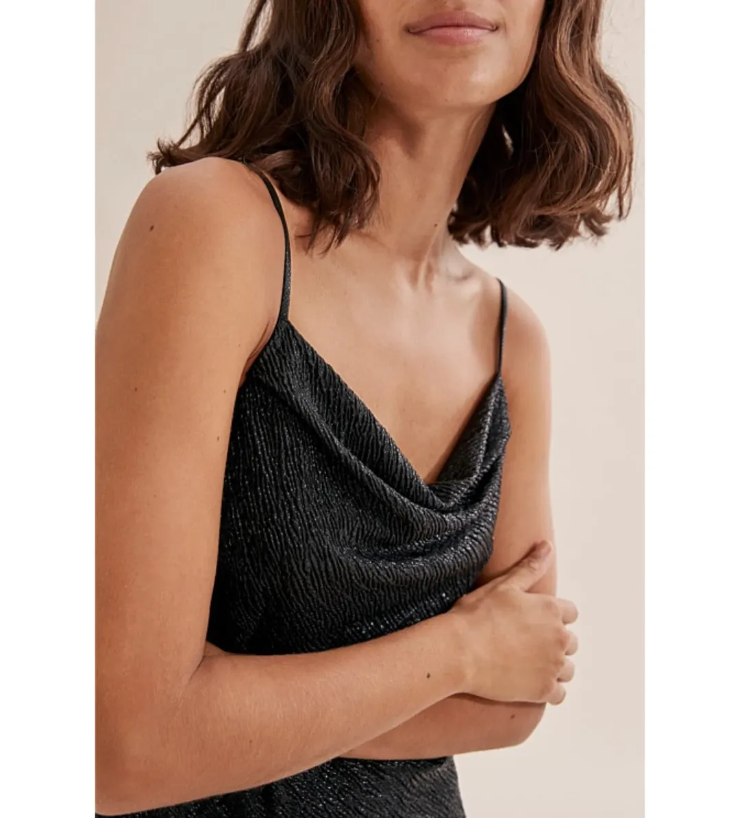 Country Road Metallic Slip Midi Dress Black Size 8/XS for rent on The Volte - main image