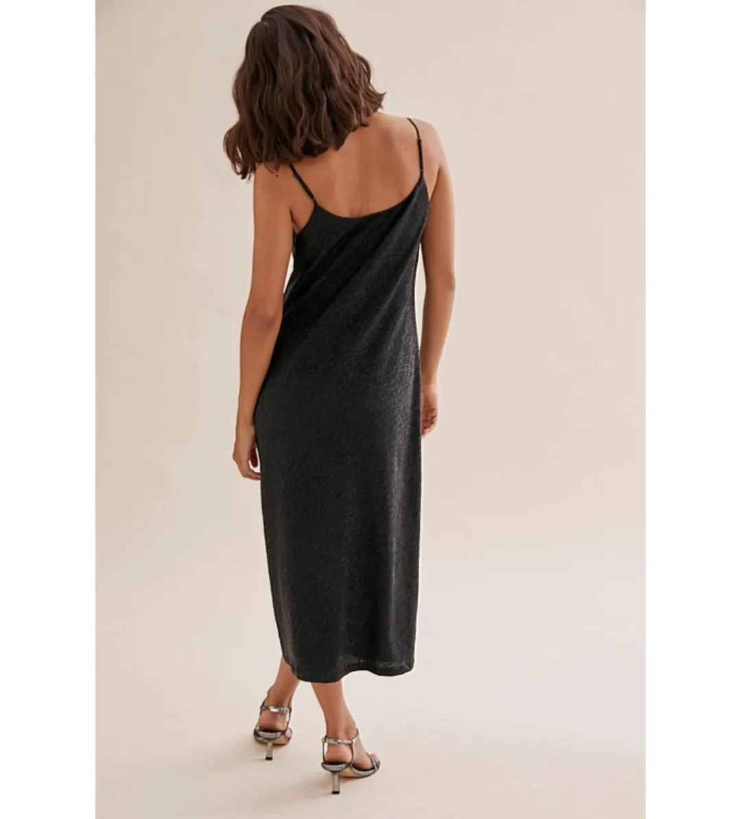 Country Road Metallic Slip Midi Dress Black Size 8/XS for rent on The Volte - main image