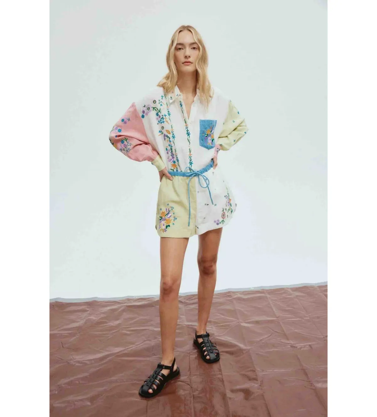 Alemais Willa Embroidered Shirt and Short Set Multi Floral Size 16 for rent on The Volte - main image