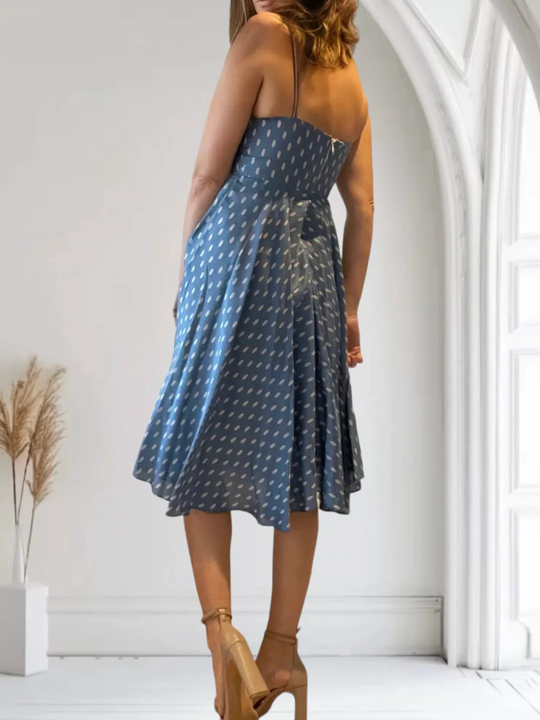 Truese Polka Dot Pure Silk Midi Dress Size Multi 12 for rent on The Volte - main image