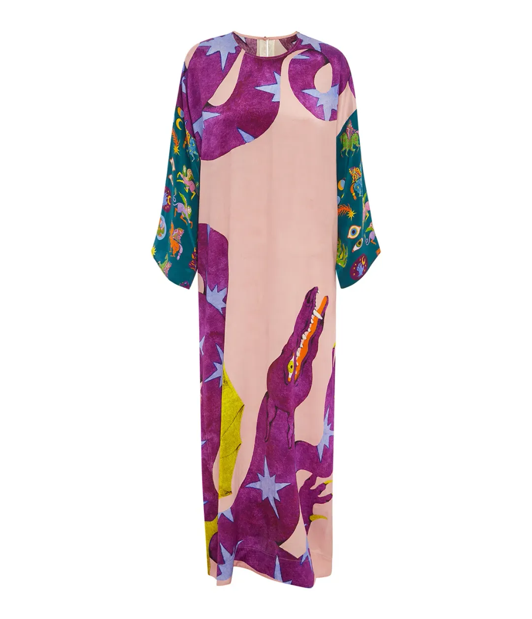 Alemais Superhero Silk Satin Midi Dress Multi Print Size 16 for rent on The Volte - main image