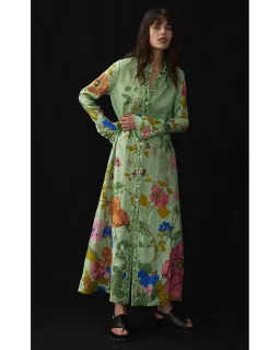 Alemais Olivia Floral Linen Maxi Shirt Dress Green Size 16 for rent on The Volte - image 2