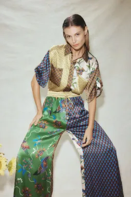 Alemais Birdie Spliced Silk Shirt and Pants Set Multi Print Size 14 for rent on The Volte - image 5